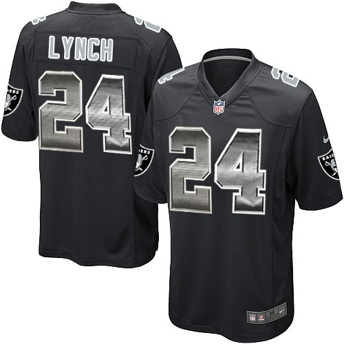 Nike Raiders #24 Marshawn Lynch Black Team Color Men's Stitched NFL Limited Strobe Jersey
